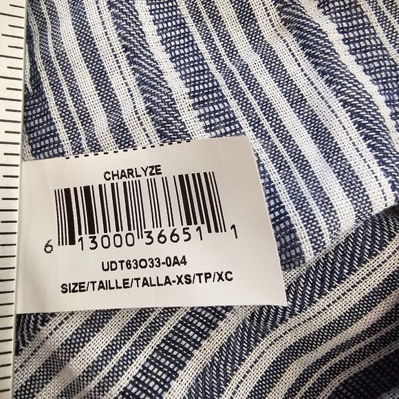 BCBGMaxAzria Charlize Striped Bell Ruffle Sleeve A-Line Mini Sun Dress XS - Picture 11 of 11